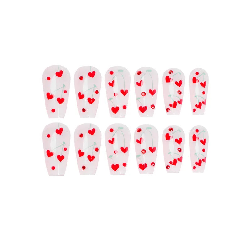 Armour nail art stickers with French love red diamond small cherry design in JP1601 colour