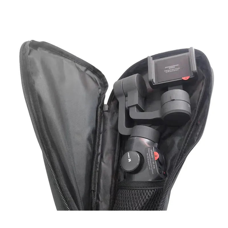Black cloth storage bag for mobile phone stabilizer accessories with zipper