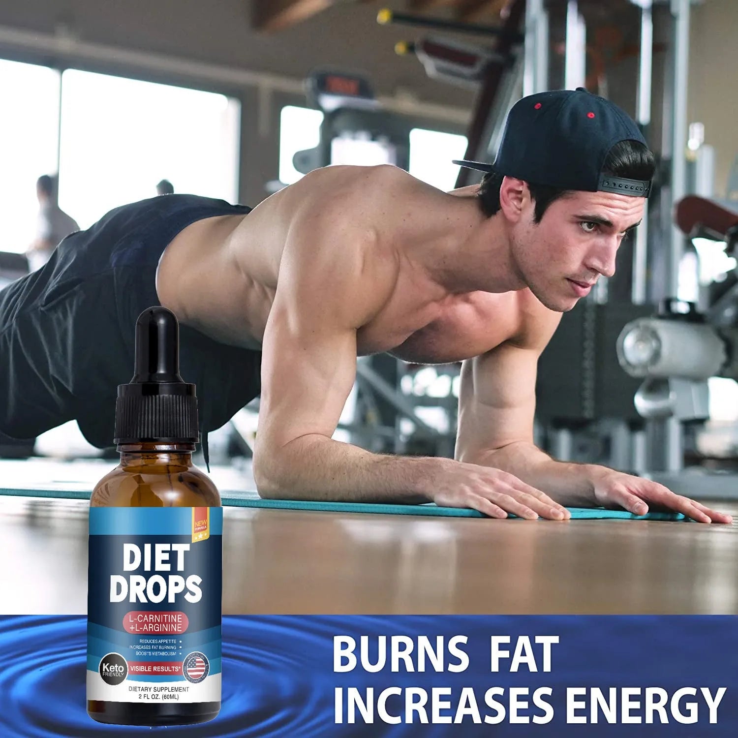 60ml ketone drops supplement bottle with dropper for ketogenic diet support