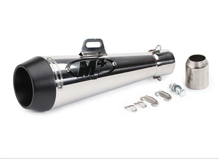Universal M4 motorcycle exhaust pipe in multiple finish options for large displacement bikes
