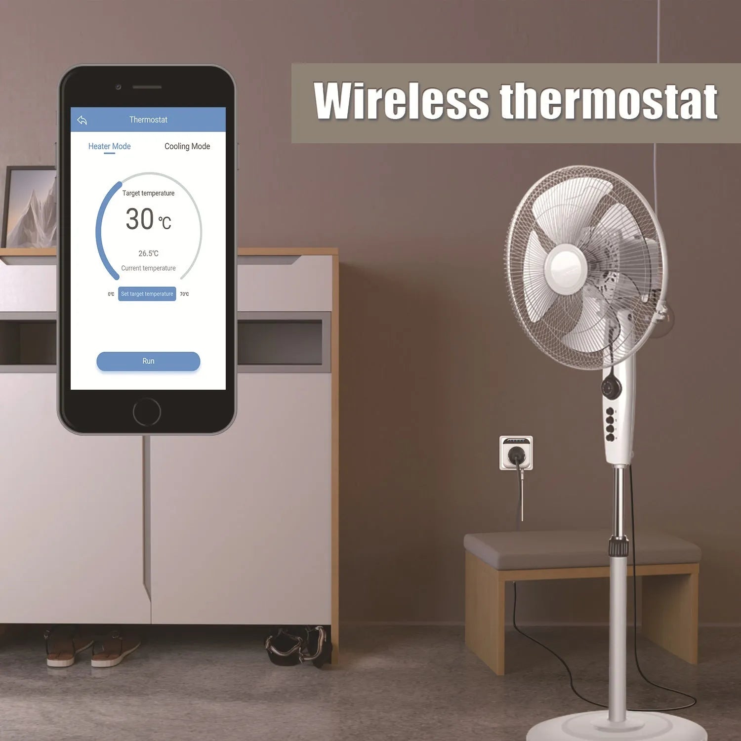 White Tuya temperature control wifi smart socket with temperature sensor probe and US 3-hole electrical outlet