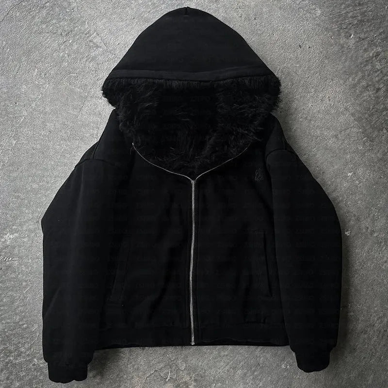 Casual baggy coat in black or white with loose cardigan style and long sleeves