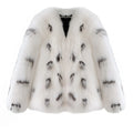 Women's short black and white faux fur coat in plus size Korean street fashion style