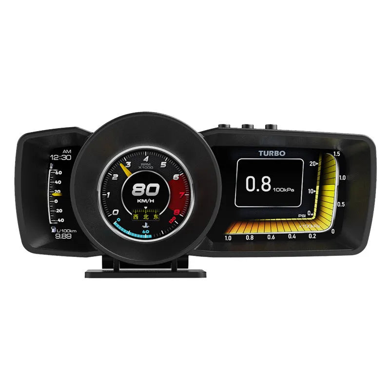 A600 OBD2 driving computer with 4.3-inch screen showing vehicle diagnostics and navigation data