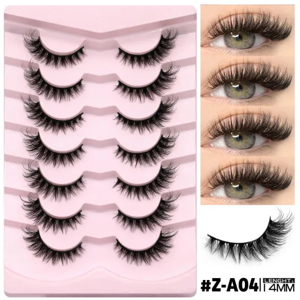 Natural false eyelashes in thick long style without eyeliner requirement