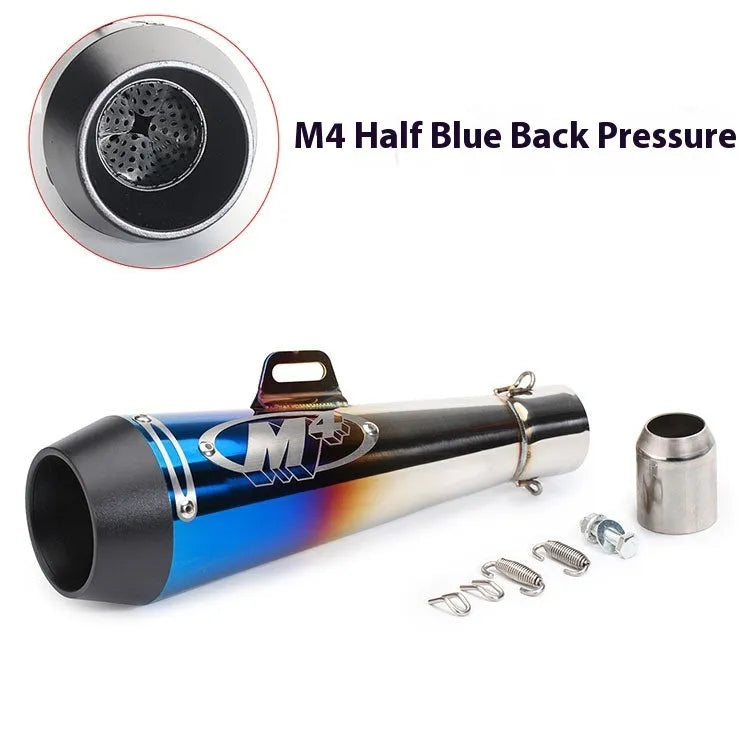 Universal M4 motorcycle exhaust pipe in multiple finish options for large displacement bikes