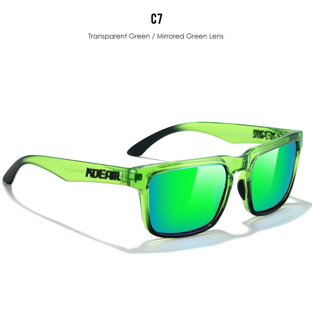 Polarized square sunglasses with TAC lens and PC frame in multiple colour options for outdoor use