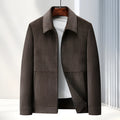 Men's slim fit casual jacket in polyvinyl alcohol fabric available in black, brown, caramel, and dark blue