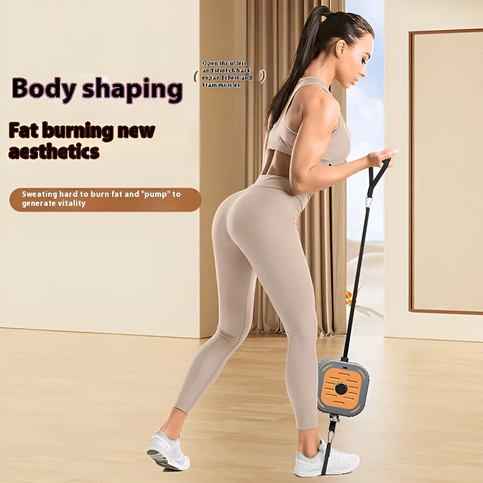 Power pump chest expander strength training equipment in vibrant orange colour