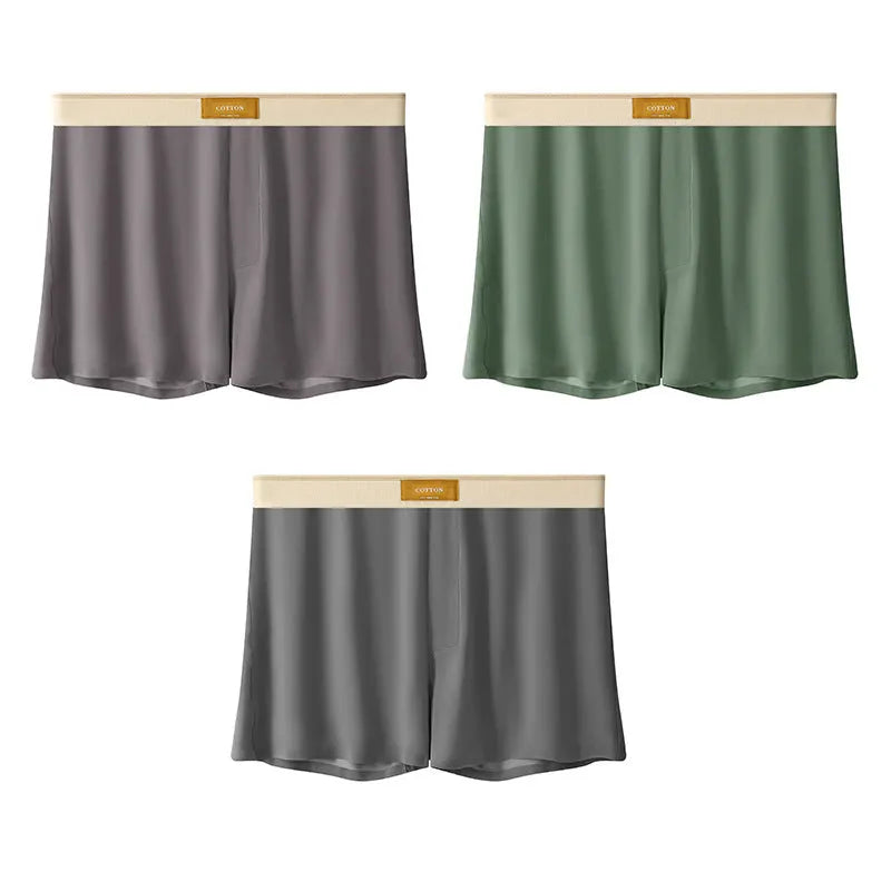 Men's loose-fit ice silk underwear in a solid colour on a mid-waist.