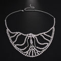 Geometric rhinestone mask with electroplated alloy and artificial gemstones in silver finish
