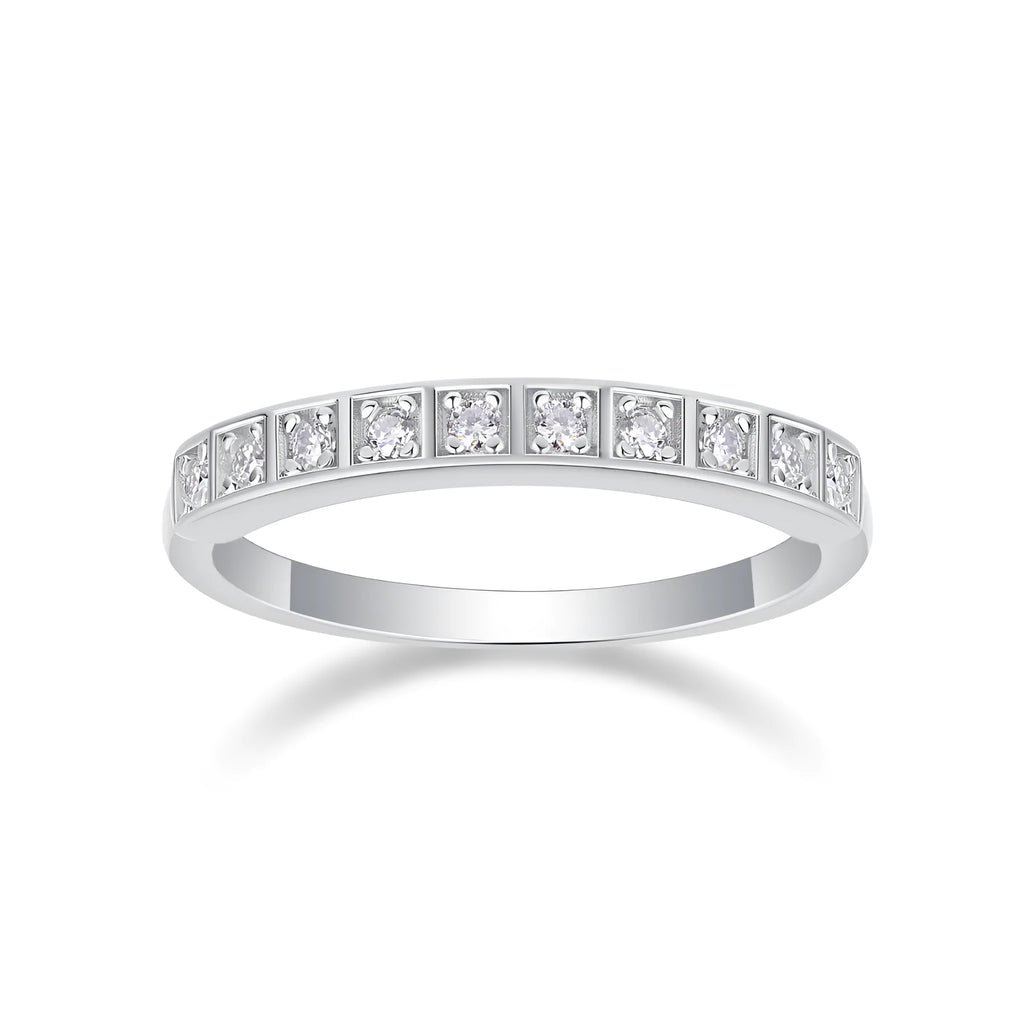 Moissanite wedding ring set S925 silver platinum plated with GRA certificate in gift box