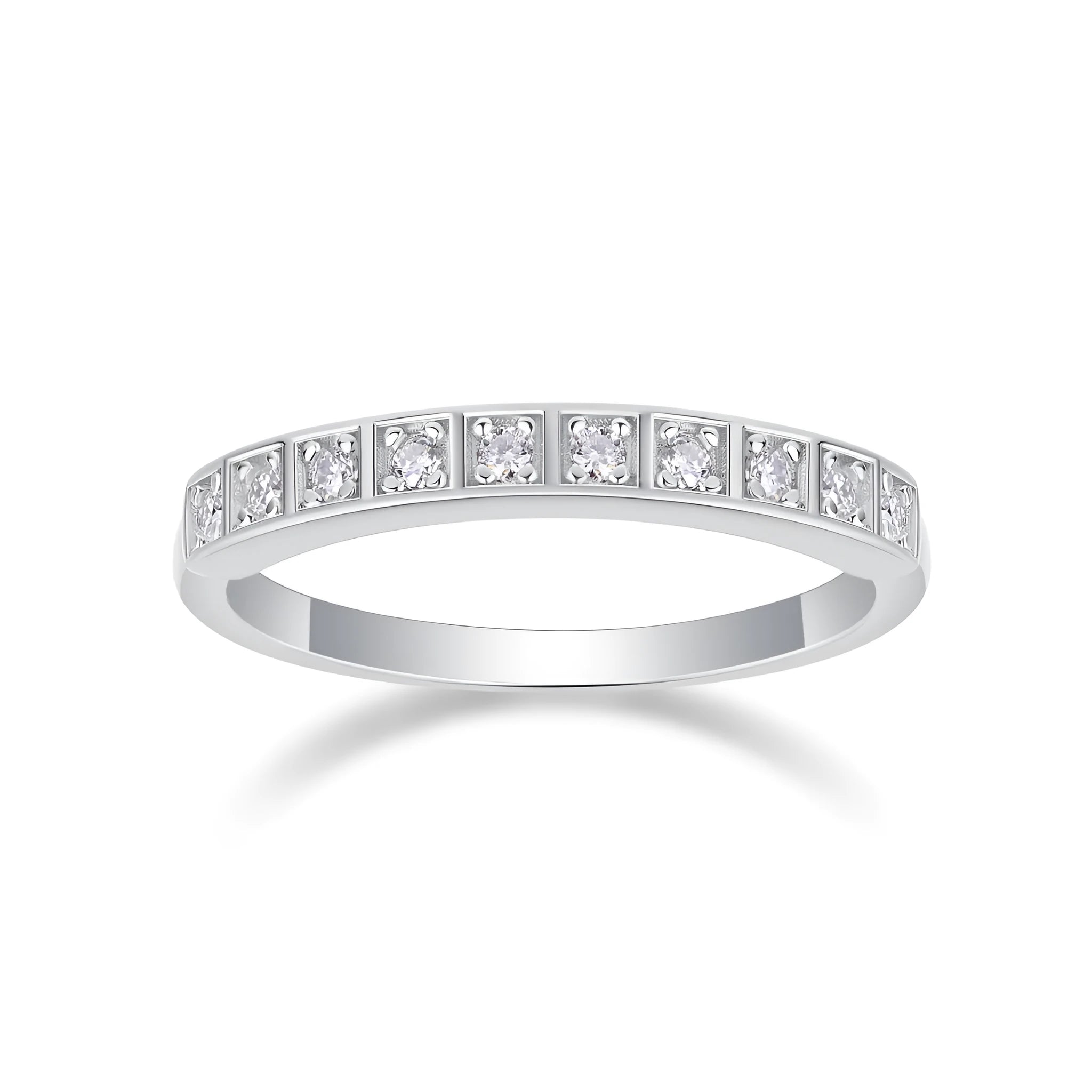 Moissanite wedding ring set S925 silver platinum plated with GRA certificate in gift box