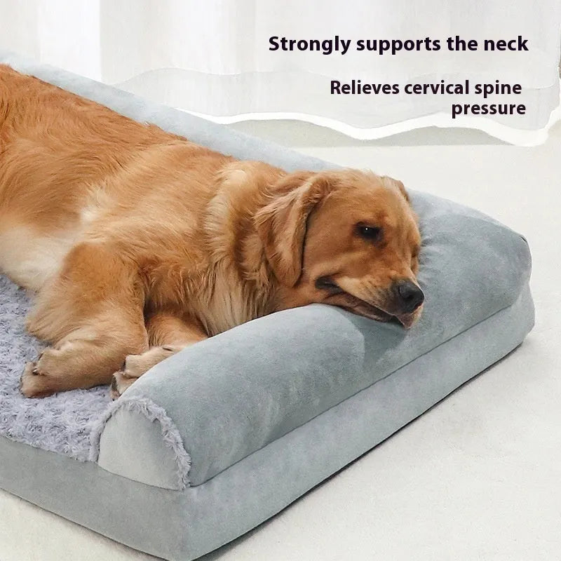 Soft cloth dog kennel bed in light grey and dark grey colours with three size options