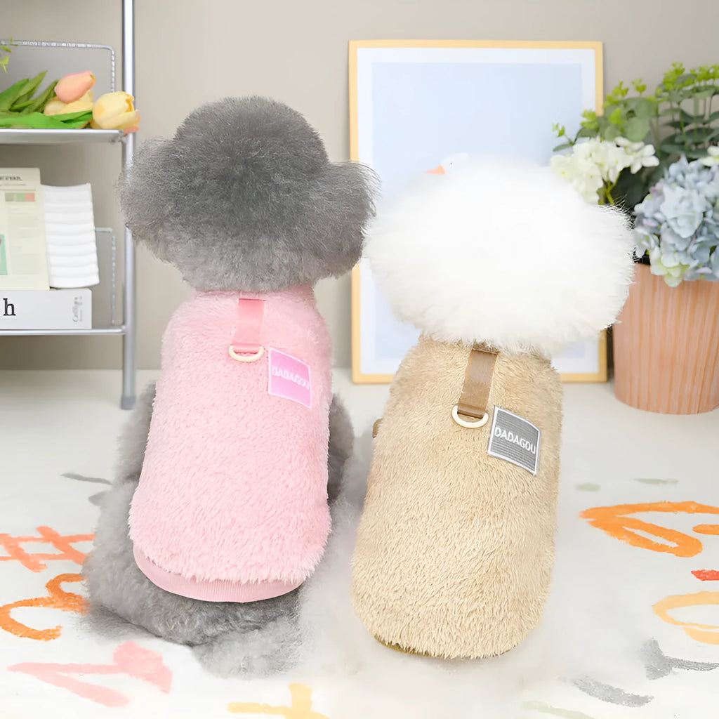 Coral fleece fluffy jacket for dog or cat in blue colour