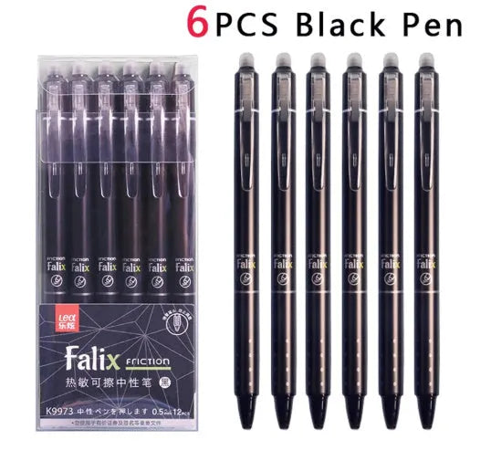 Hot erasable push gel pen with 0.5mm tip in plastic casing