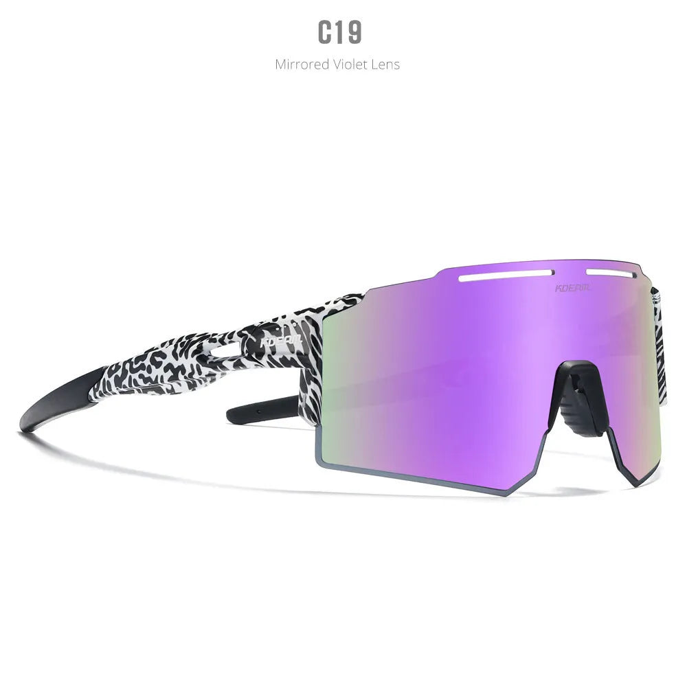 Ultralight polarised cycling sunglasses with frameless TR90 frame in a selected colour.