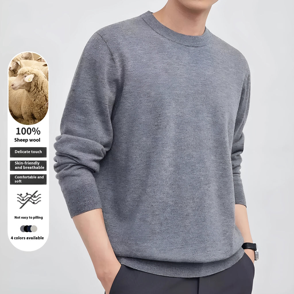 Men's standard wool pullover sweater in regular fit for autumn and winter daily wear