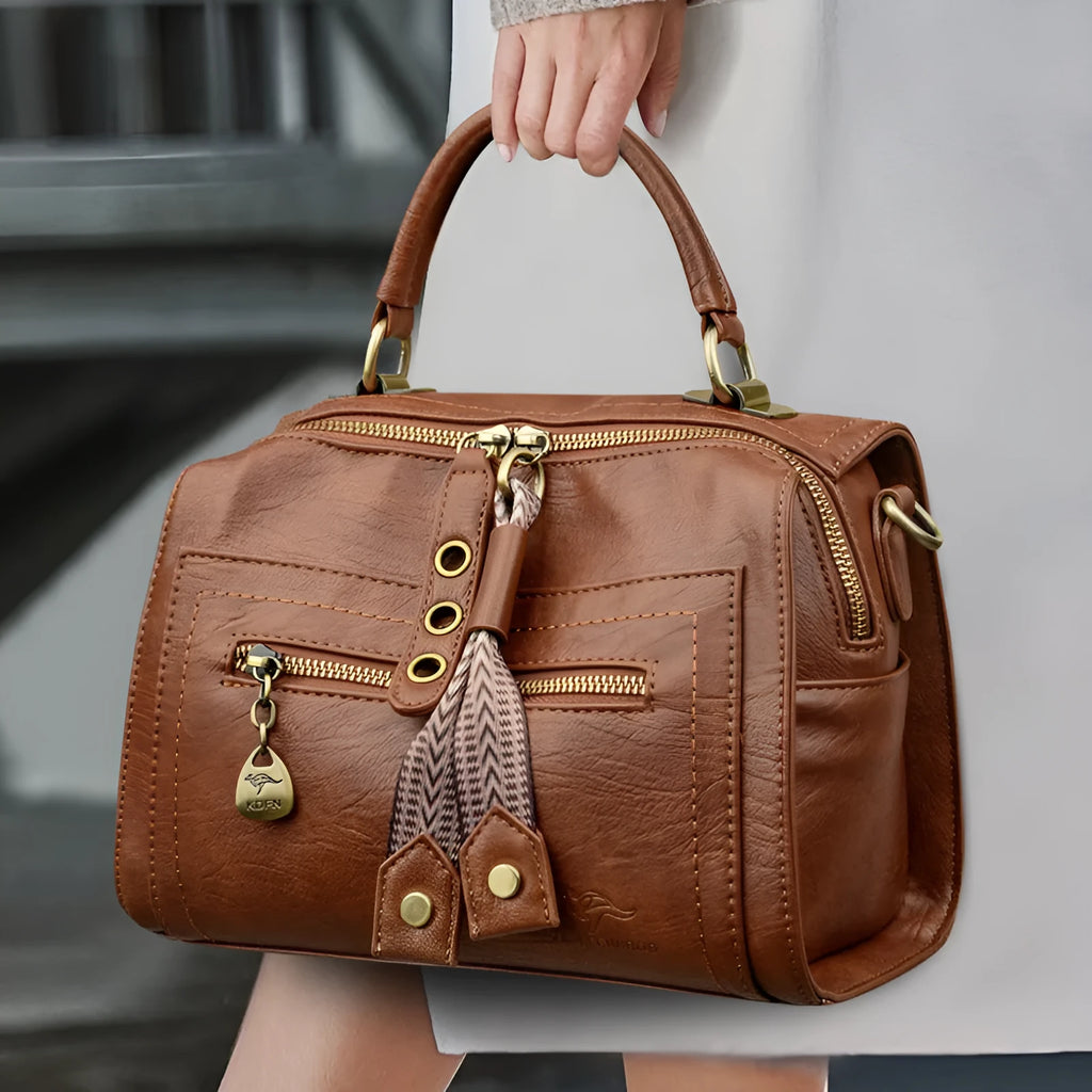 Women's soft PU crossbody bag in horizontal square shape with one-shoulder strap
