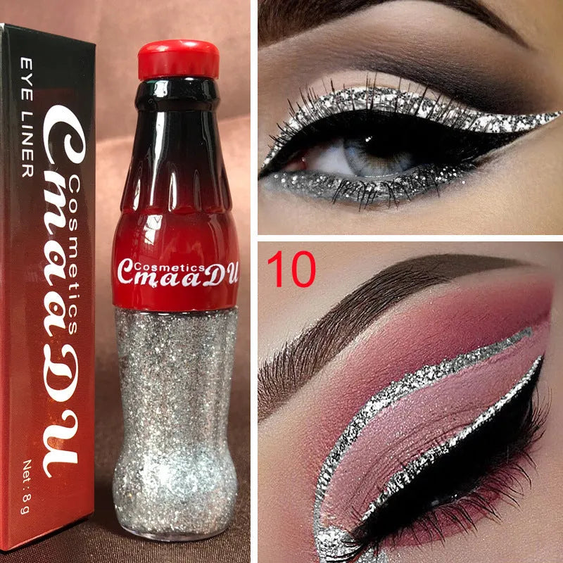 CmaaDu Colour Glitter Liquid Eyeliner in multiple shades, water-resistant liquid glitter formula for precise eye definition