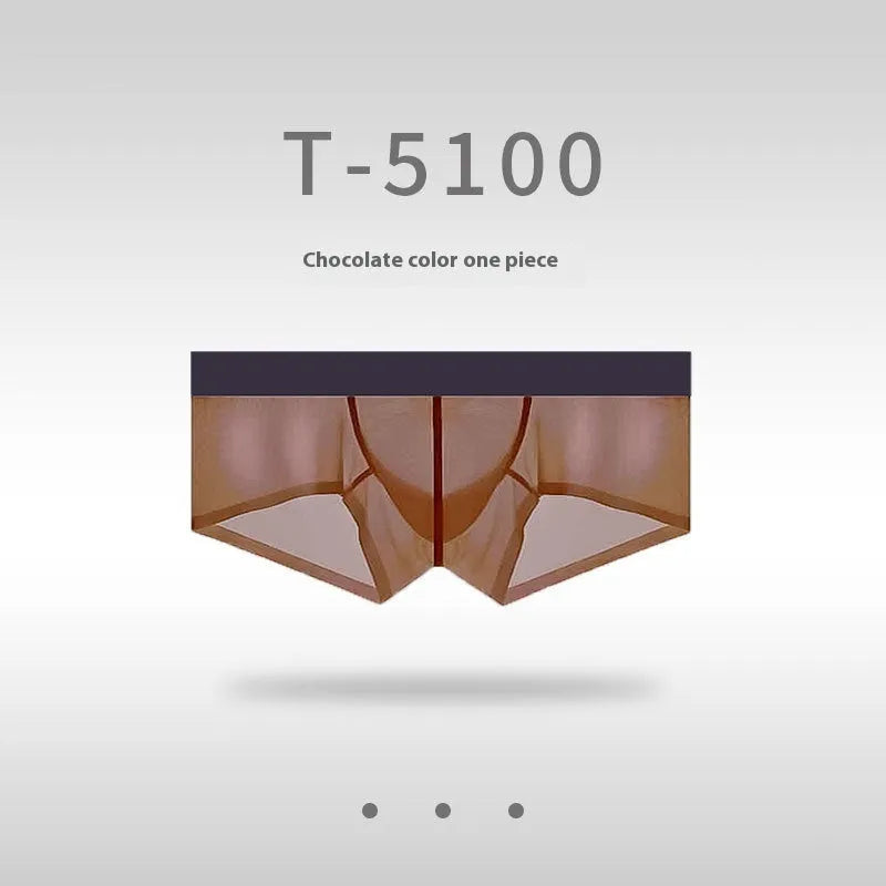 Men's seamless ice silk low waist underwear in multiple colours showing ultra-thin sheer fabric