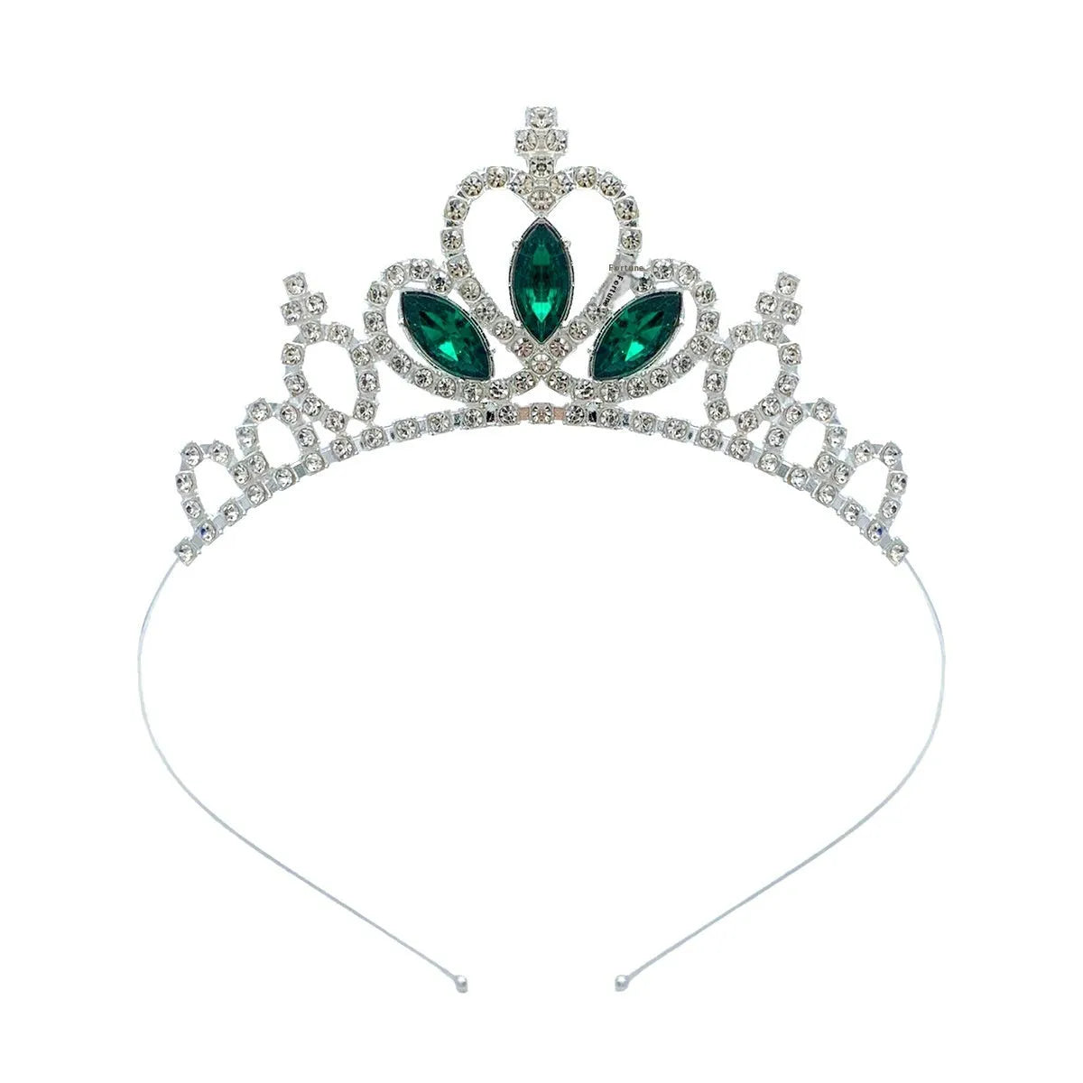 Gold and silver alloy princess crown headdress with electroplated gemstone colour finishes for birthday parties