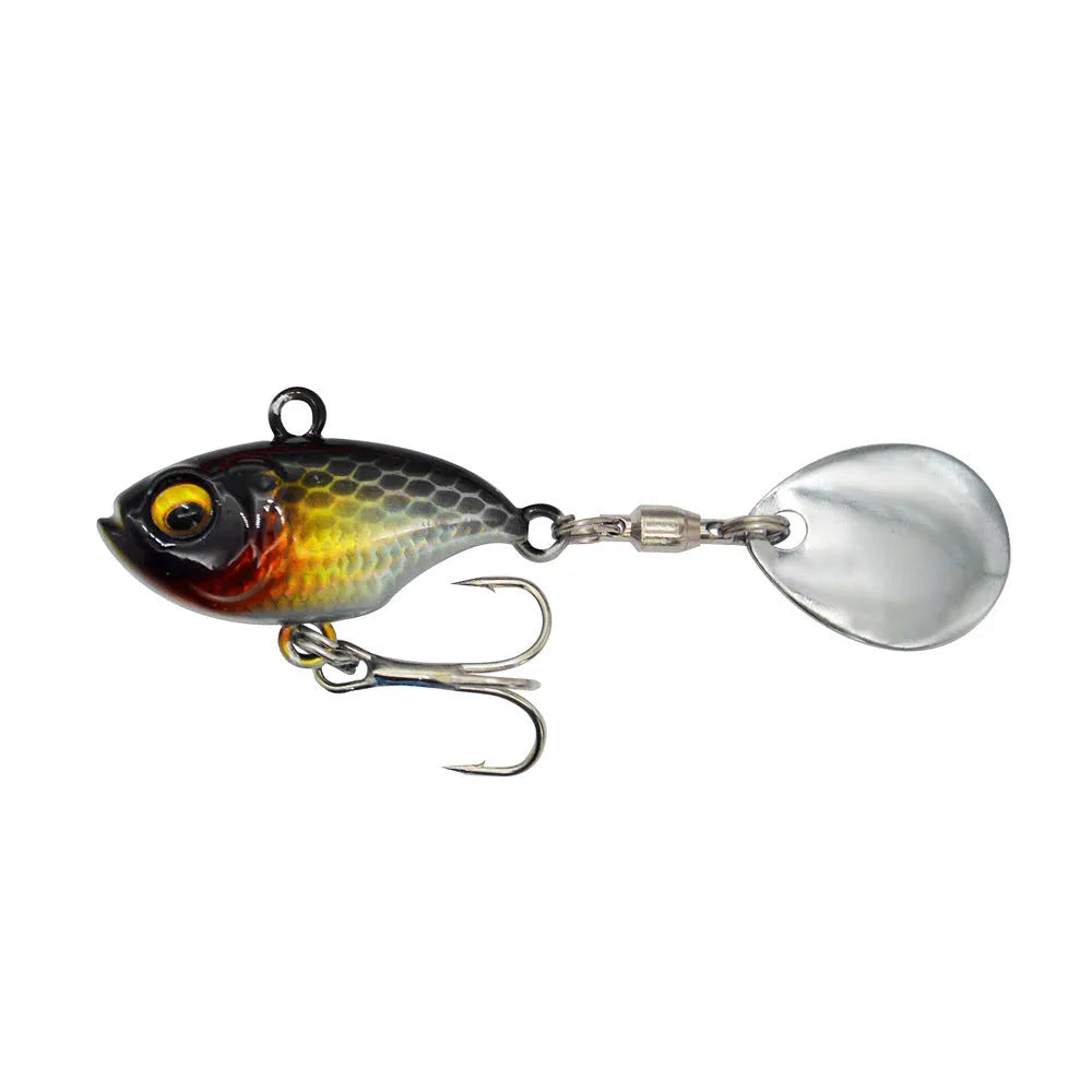 Metal fishing lure with rotating plates and sequins in multiple colour options for sea fishing