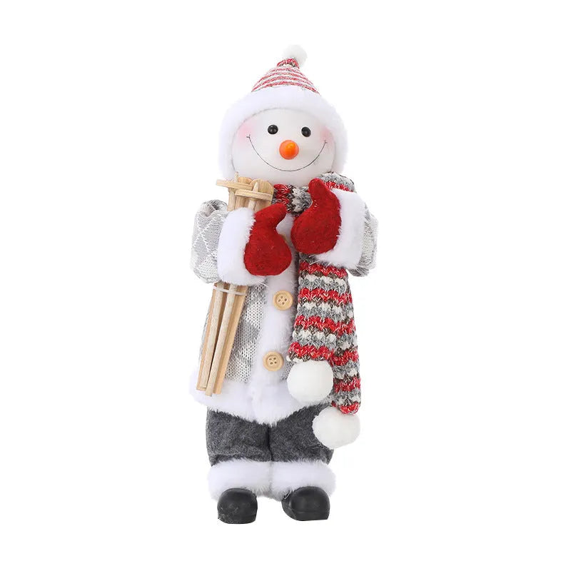 30cm Christmas doll ornament with red sequins old man design, plastic and cloth construction, boxed packaging