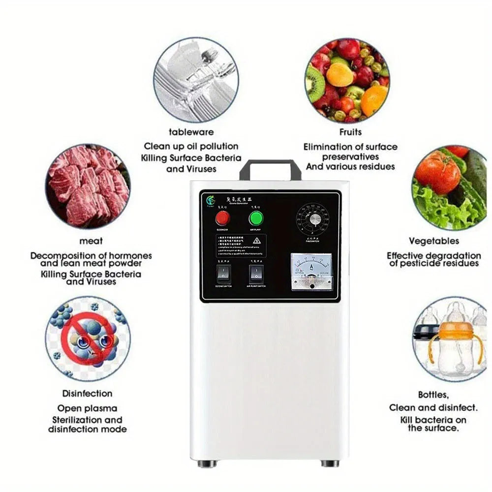 Ozone generator fruit and vegetable washer machine in stainless steel or white finish with 20g/h output