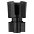 Matte black car cup holder expander with adjustable base for large bottles and cups.
