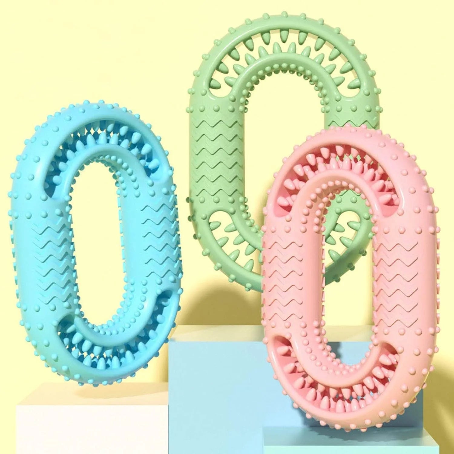 Blue O-ring shaped dog chew toy for aggressive chewers and large breeds