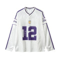 Long-sleeved t-shirt with digital print contrast colour design and V-neck styling in polyester jersey fabric