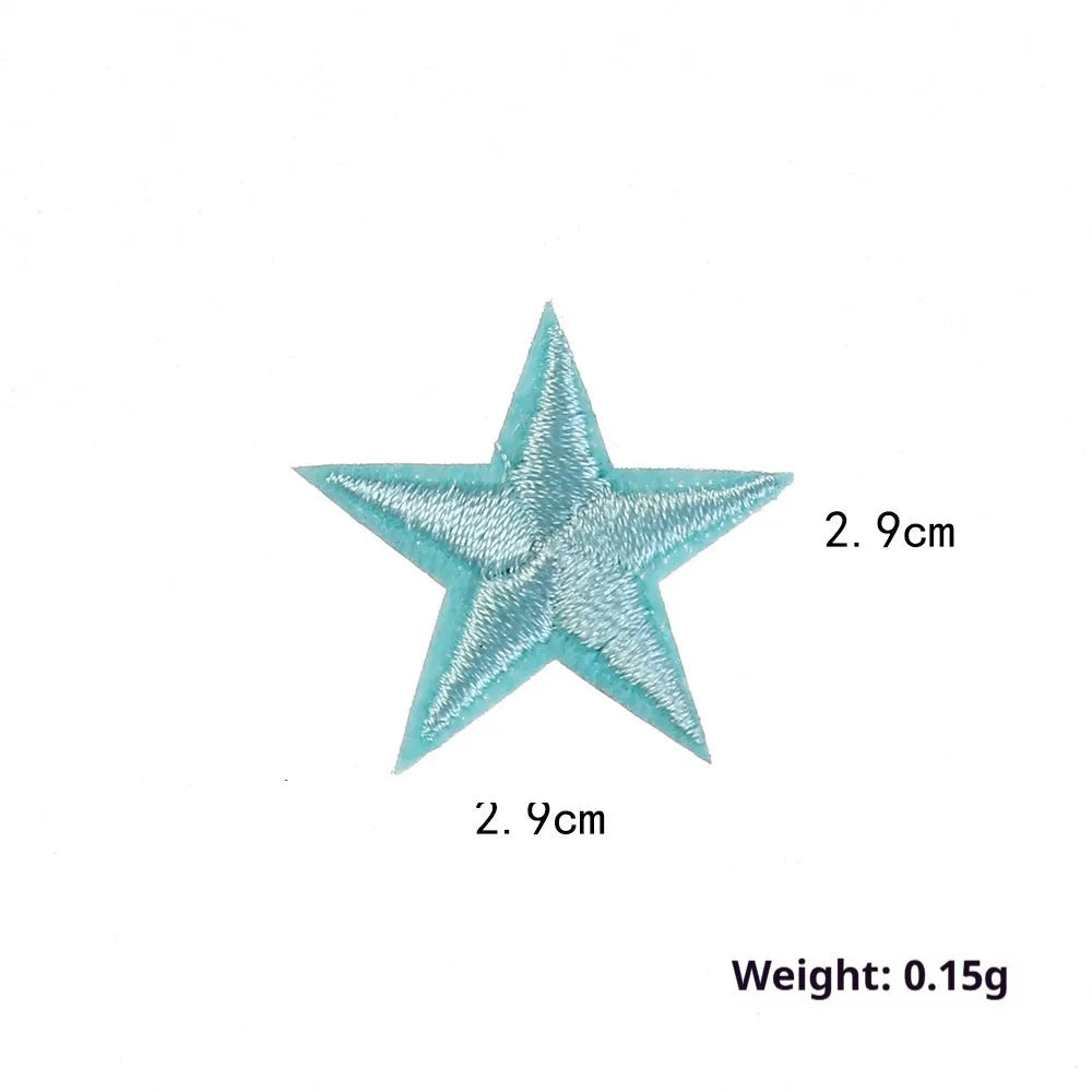 Colourful embroidered five-pointed star cloth stickers for DIY fabric decoration