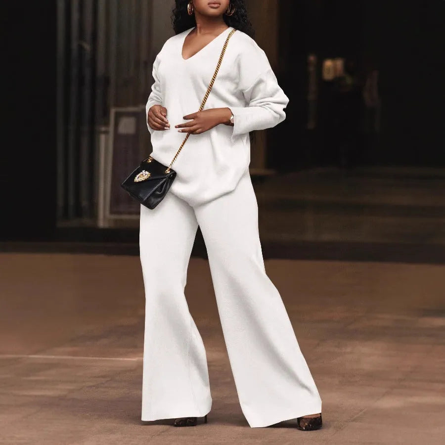Women's brown suede velvet two-piece suit with split sleeves and matching trousers in Japanese casual style