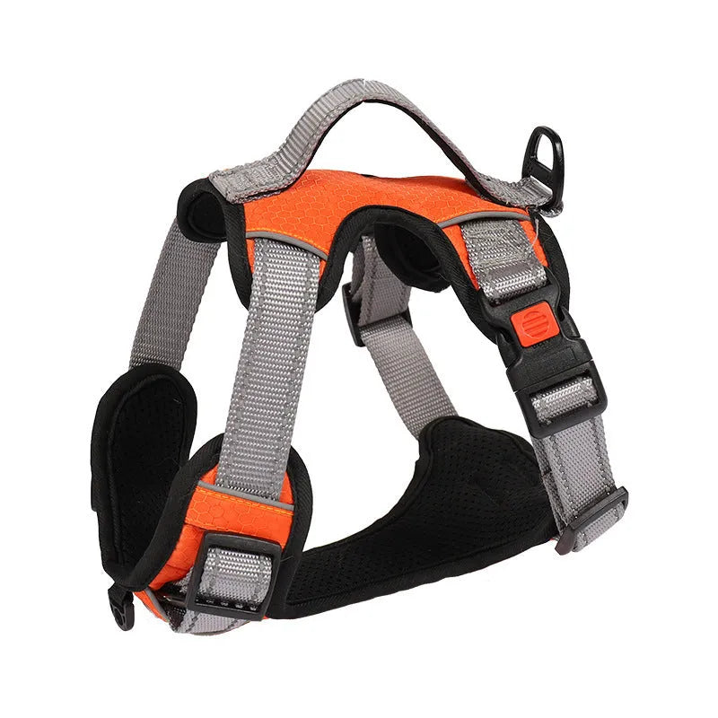 Polyester dog harness with integrated rope attachment points available in multiple colours and sizes