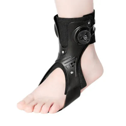 Grey ankle fixation brace with airbag button support system showing ankle protection design