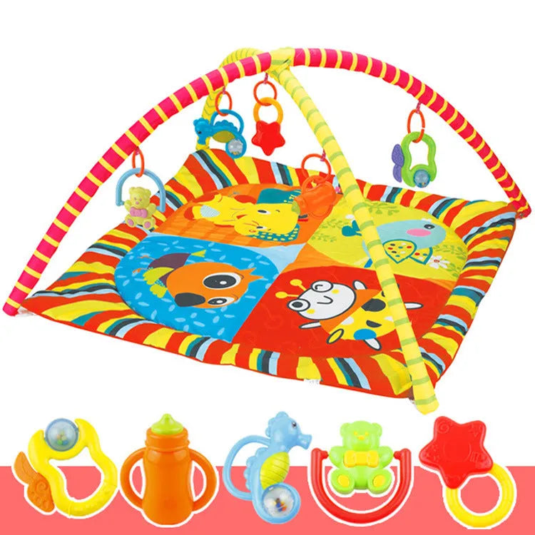 Velvet baby gymnastic play blanket with animal pattern for infant development activities