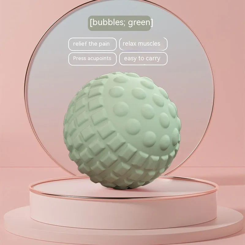 6cm TPR foot massage ball in pink, blue, green, and purple colours for yoga and fitness recovery