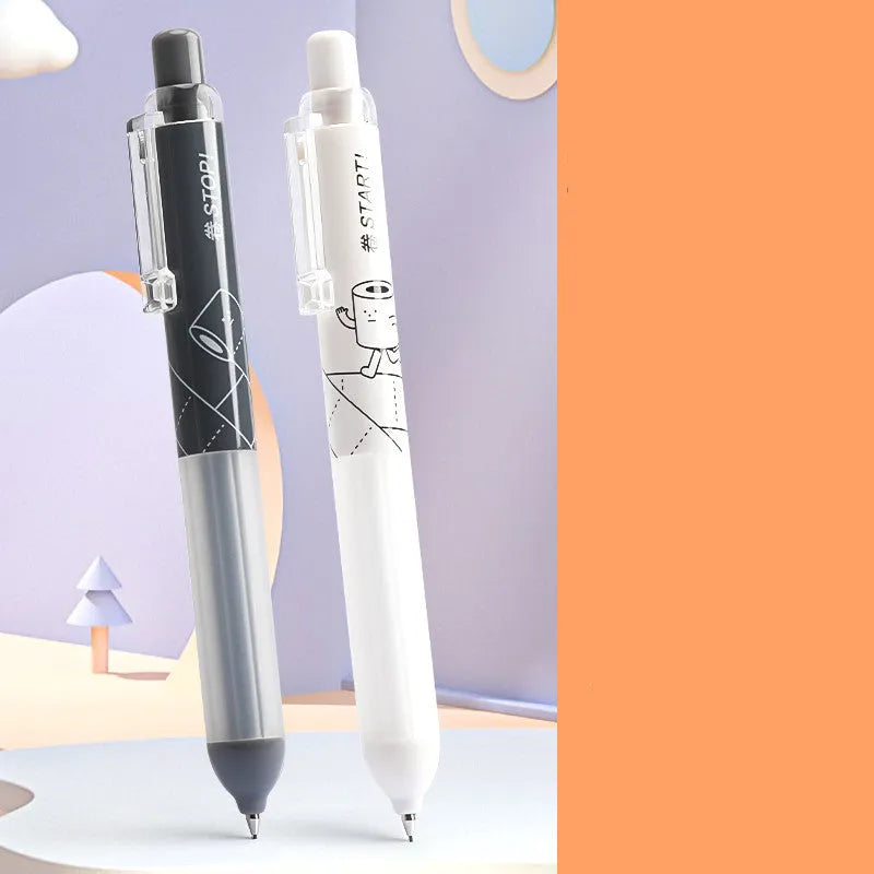 Black and white 0.5mm mechanical pencils with Cloud Grip, HB lead, on a minimalist background.