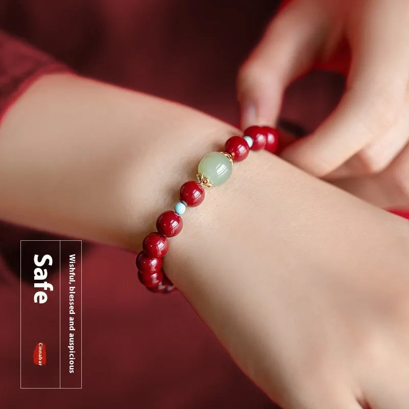 Cinnabar beads bracelet with purple gold sand finish in 6mm 8mm and 10mm sizes