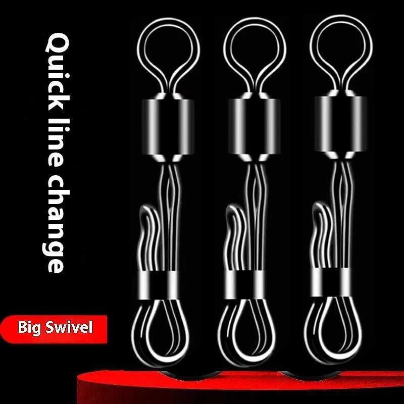 Brass quick change barrel swivel fishing tackle with 8-word ring and corrosion-resistant finish