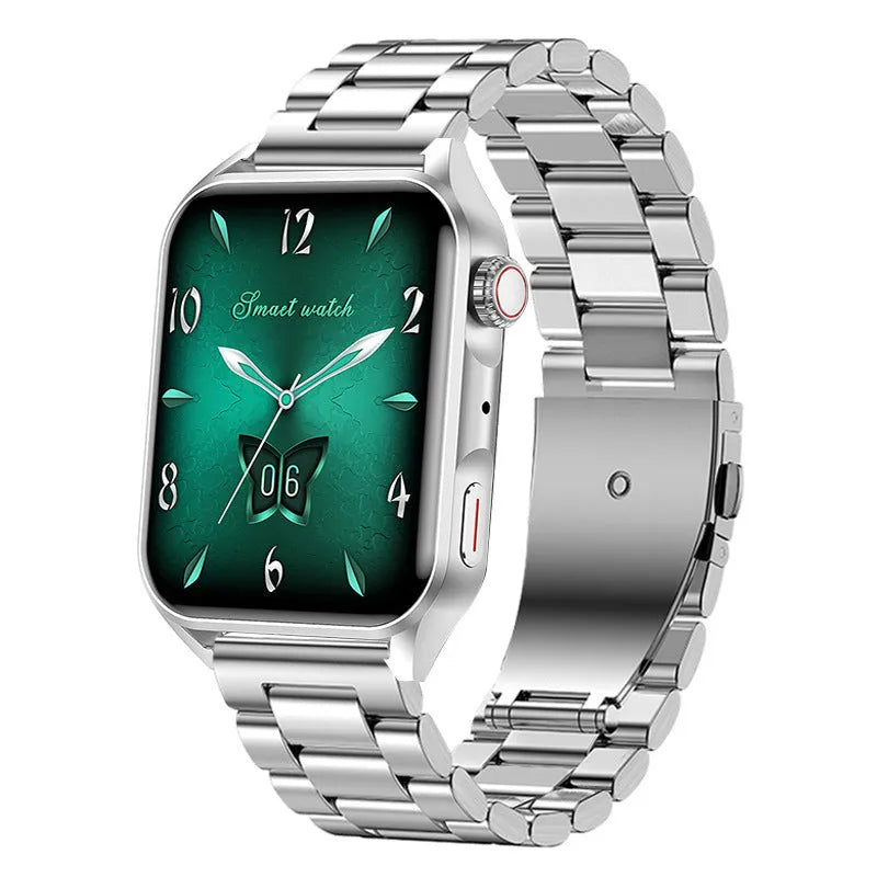 Smart watch with 1.8-inch AMOLED display on silicone wrist strap showing multi-dial screen