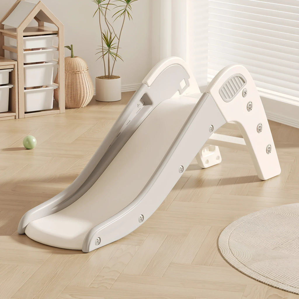 Small plastic baby slide for children under three years old in a choice of blue, yellow, brown, or grey colours.