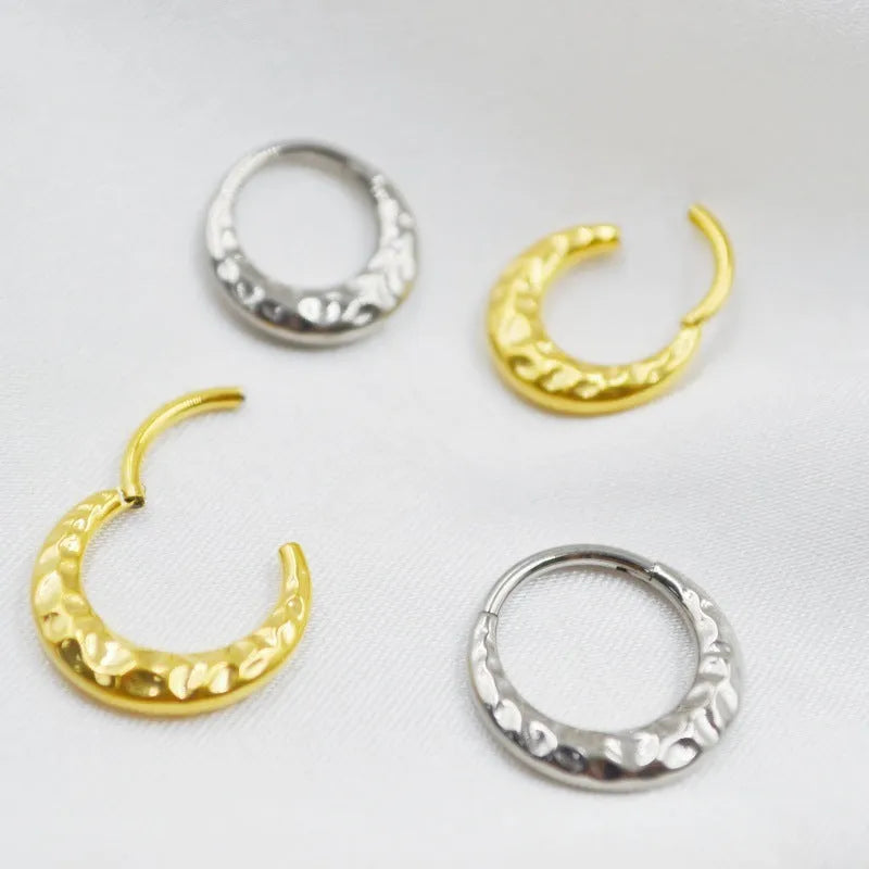 Titanium alloy concave-convex nose ring in gold or silver colour with 8mm or 10mm length options