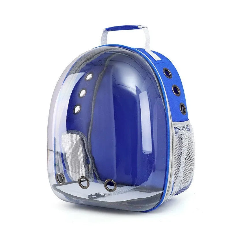 Grey PC hard-sided pet carrier bag with side-opening door, medium size for cats.