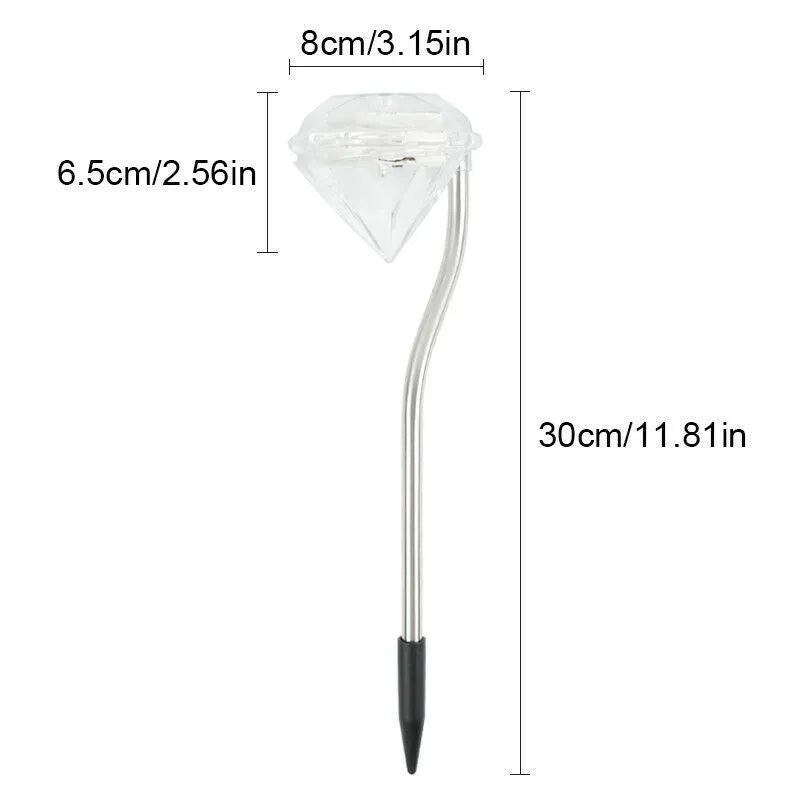 Solar powered diamond garden light with adjustable angle for outdoor illumination