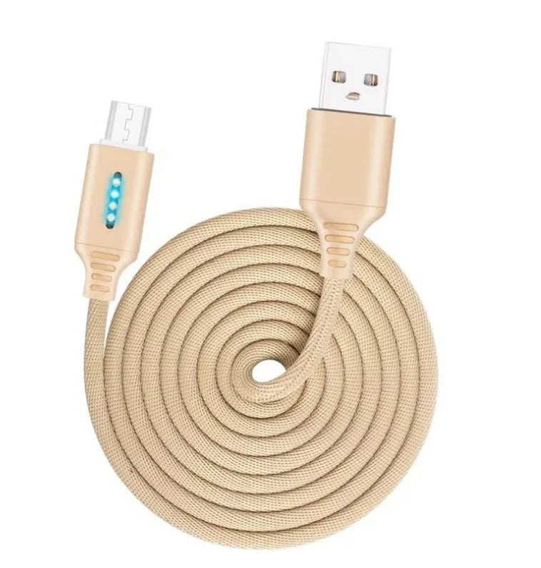 Fabric weave USB fast charging cable in black, 1 metre length for Android iPhone Type-C devices