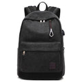 Canvas backpack with USB charging port and computer pocket in neutral colours