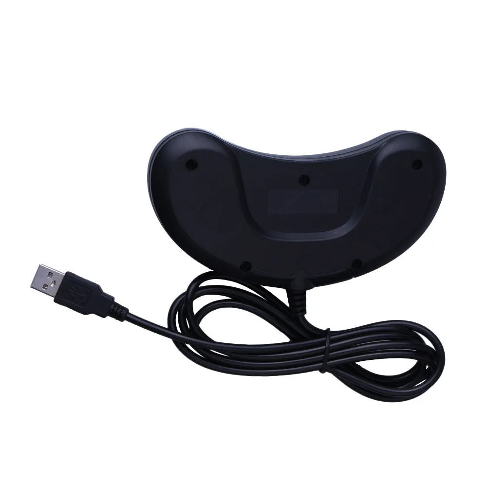 Black Sega USB PC game controller with long cable on a white background