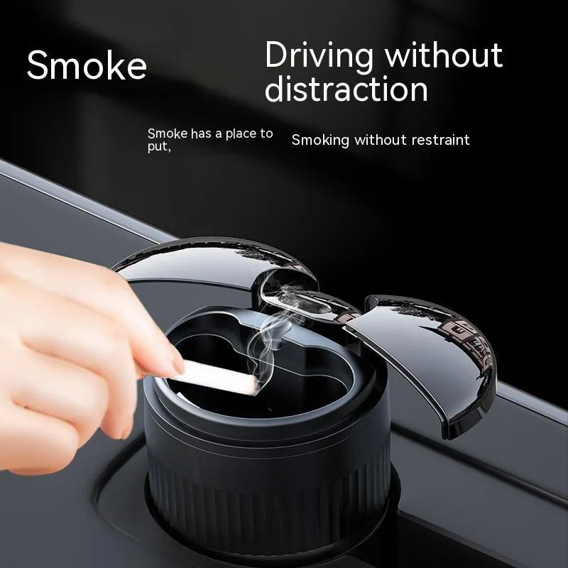 Metal car ashtray with automatic sensing technology and lid for vehicle use